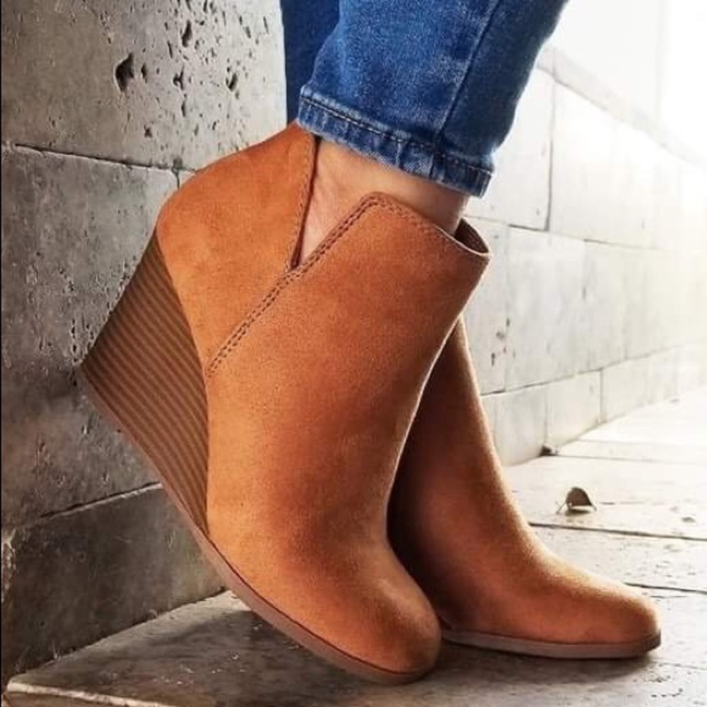 Cognac Wedge Booties